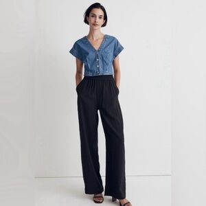 NWT Madewell Cap Sleeve Cropped Denim Top